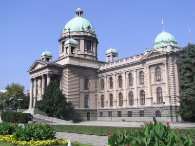 Serbian National Assembly building in Belgrade (Filip Maljkovi?)  [flickr.com]  CC BY-SA 
License Information available under 'Proof of Image Sources'